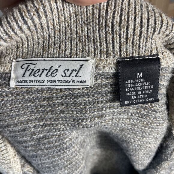 SET OF 2 Fierte s.r.l Men's Sweater Medium Collared Wool Blend Long Sleeves Warm - Picture 8 of 10